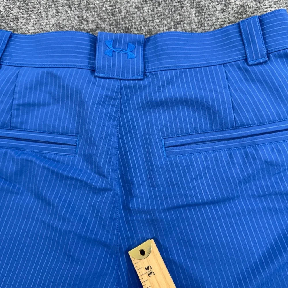 Under Armour Shorts Mens 30‎ Blue Pinstripe Flat Front Golf Stretch